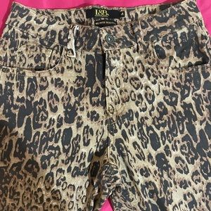 L&B leopard print boot cut jeans size 4